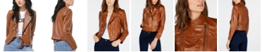 Michael Kors Leather Moto Jacket, Regular & Petite Sizes